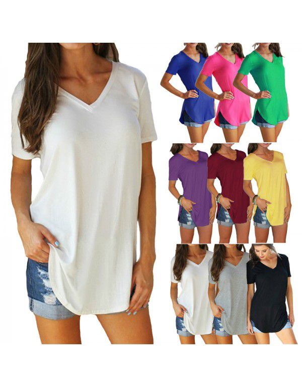 European and American summer women's V-neck short ...