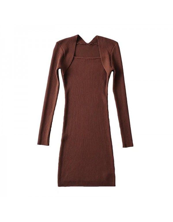 Autumn and Winter Spicy Girls Show Thin Knitted Long Sleeve Dress Women's Sexy Hip Wrap