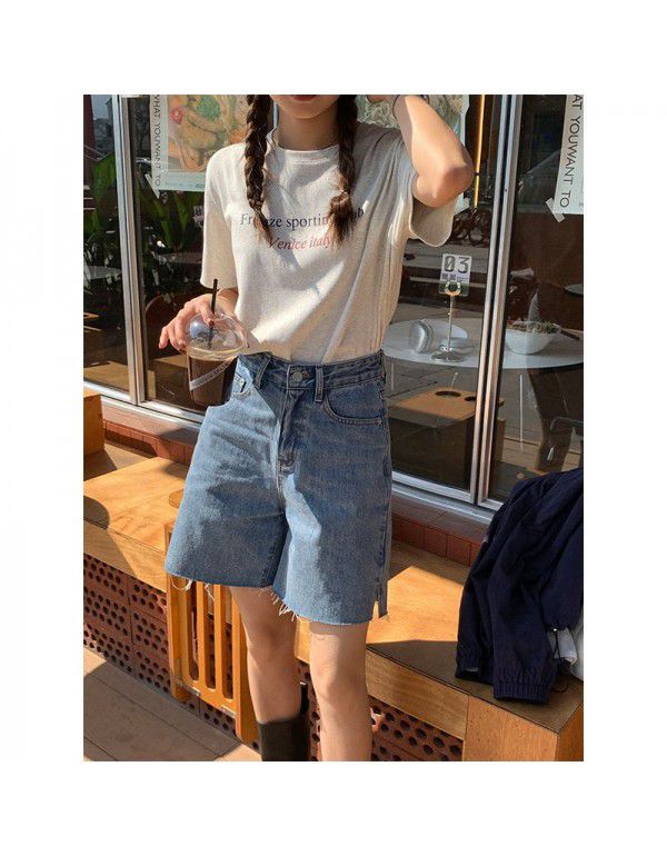 Early spring new Korean letter round neck short-sleeved T-shirt for women's basic style 