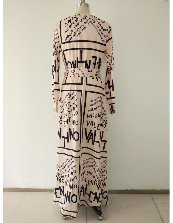 LETTERPRINTED WAIST SLITTED SEXY HEM DRESS