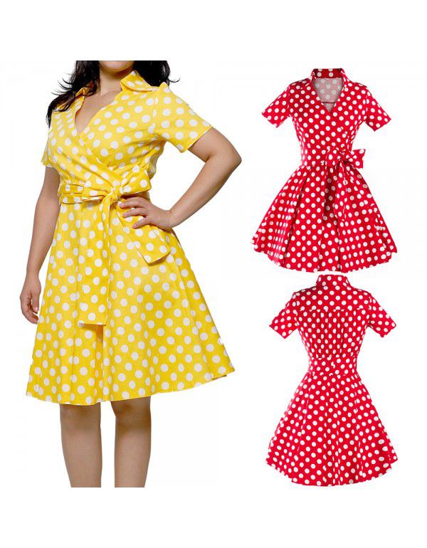 Women's 50s Hepburn French polka dot dress