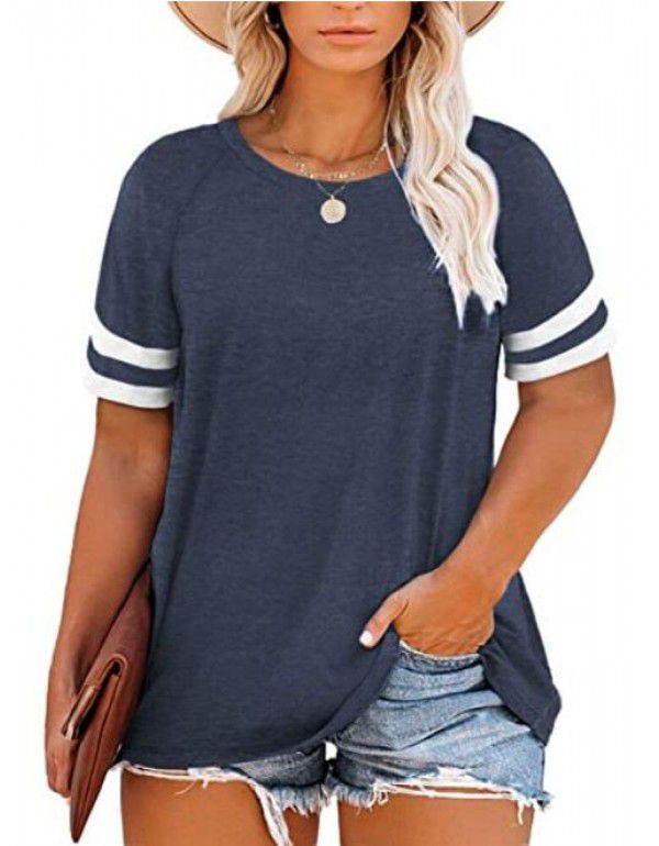 Amazon New Women's Plus Size Top Summer V-neck Raglan Sleeve T-shirt Pocket Style