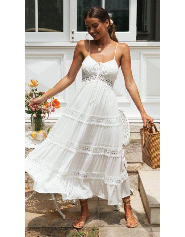 New women's bohemian suspender dress lace patchwork skirt 