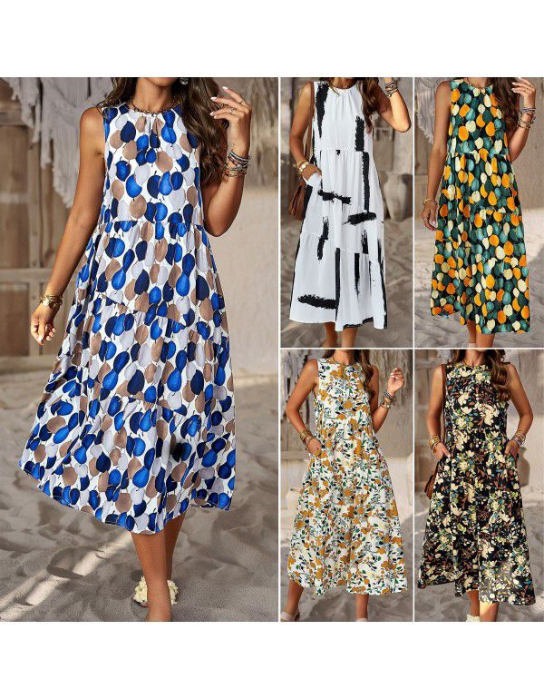 Fashion Dress Spring Summer Hanging Neck Loose Hol...