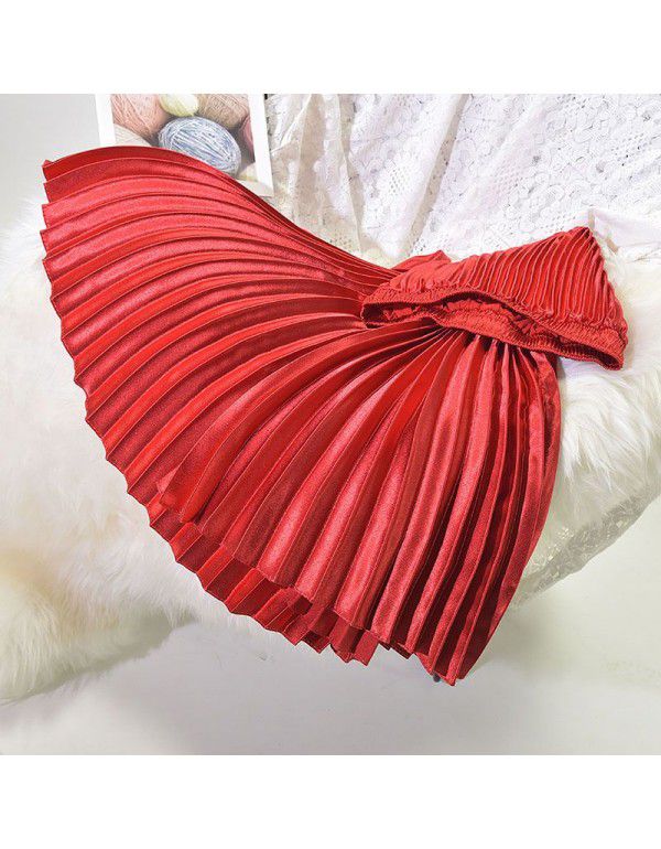 Pleated Skirt Half Skirt Autumn and Winter New Chic High Waist Vintage Hong Kong Style Fashion Half Skirt Women's Winter