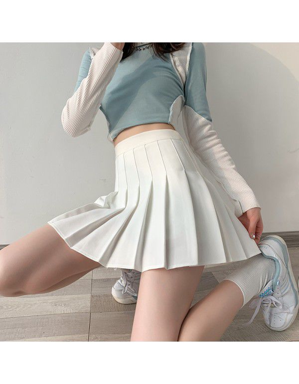 Khaki pleated skirt Women's autumn and winter skirt Short skirt New spring and autumn high waist jk skirt Slim A-line skirt 