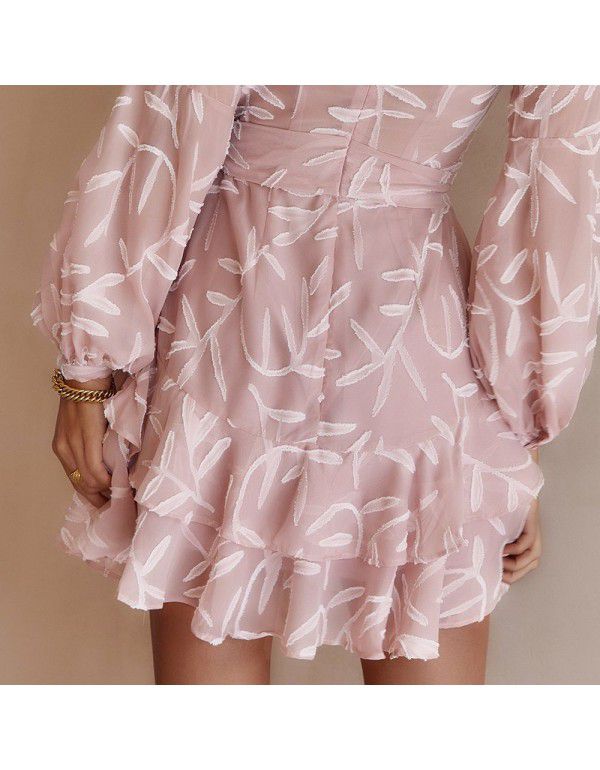 Fresh and Sweet Perspective Ruffled Bubble Sleeve Dress