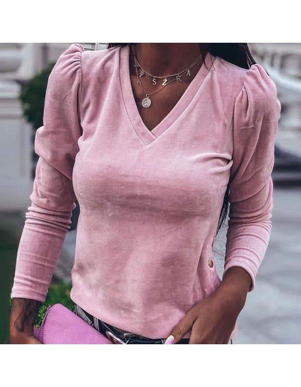 Autumn and winter new loose bottom top long-sleeved T-shirt female 