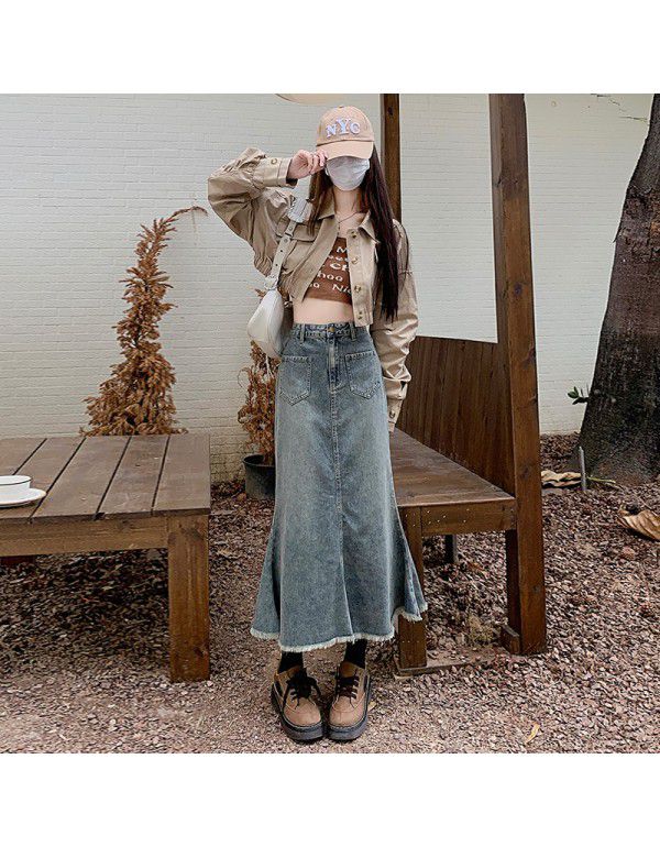 Vintage Denim Skirt Women's Spring and Autumn New ...