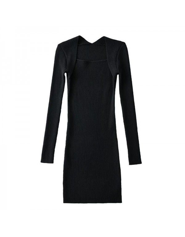 Autumn and Winter Spicy Girls Show Thin Knitted Long Sleeve Dress Women's Sexy Hip Wrap