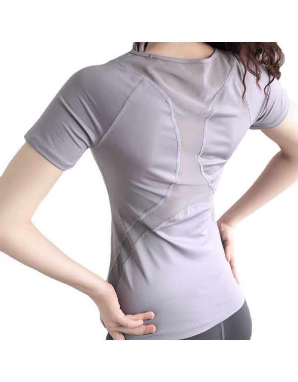 LULU Yoga Top Women's Cross-border Sports Top Sports Tights Short Sleeve Summer Fitness Sports T-shirt 