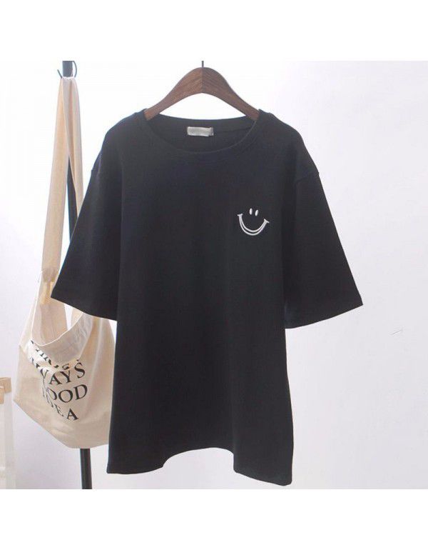 White T-shirt Women's Short Sleeve 2023 Summer New Korean Loose Large Student Dress Women's Ins One Piece