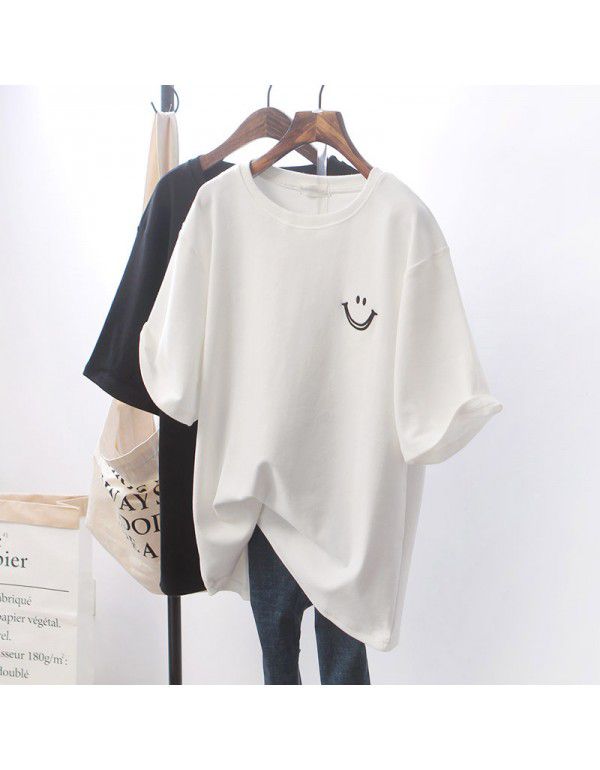 White T-shirt Women's Short Sleeve 2023 Summer New Korean Loose Large Student Dress Women's Ins One Piece