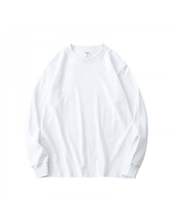 Autumn long-sleeved white cotton t-shirt women's all-cotton solid color basic round neck bottom shirt 