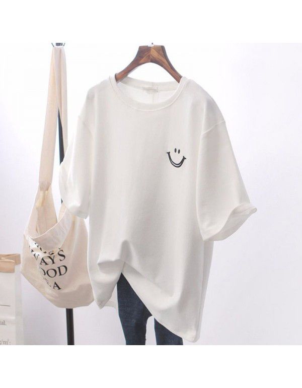 White T-shirt Women's Short Sleeve 2023 Summer New Korean Loose Large Student Dress Women's Ins One Piece