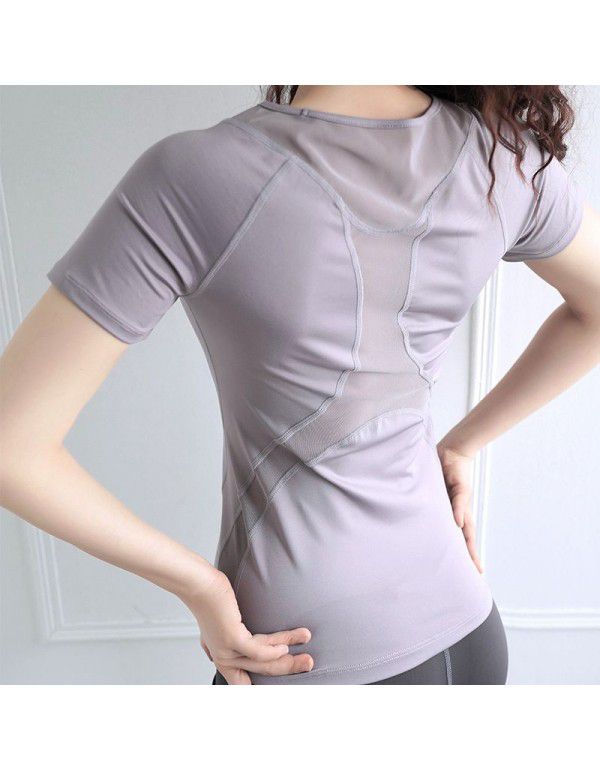 LULU Yoga Top Women's Cross-border Sports Top Sports Tights Short Sleeve Summer Fitness Sports T-shirt 