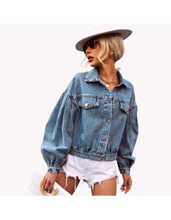 Women's wear European and American INS casual street trendsetter loose versatile short denim jacket