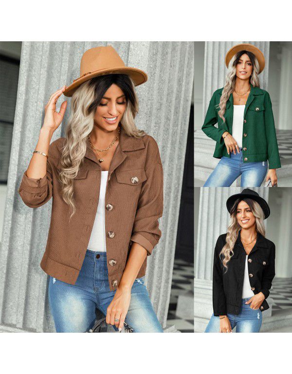 Autumn and Winter New Corduroy Coat European and A...