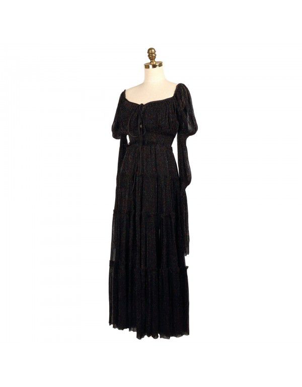 New summer dress European and American sexy temperament bunched pleated chiffon slim fairy dress 