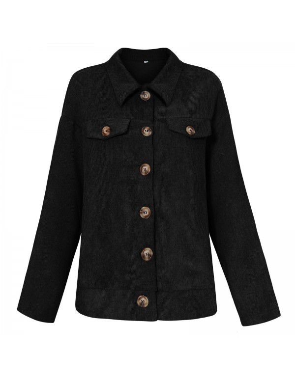 Autumn and Winter New Corduroy Coat European and American Women's Fashion Versatile Jacket