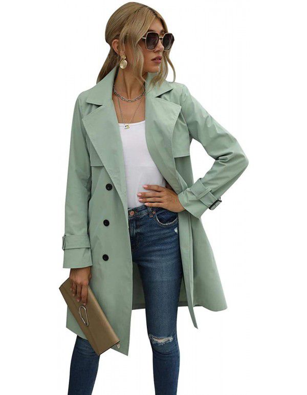 Autumn and Winter European and American Thin Windbreaker Women's Coat Loose Casual Women's Wear