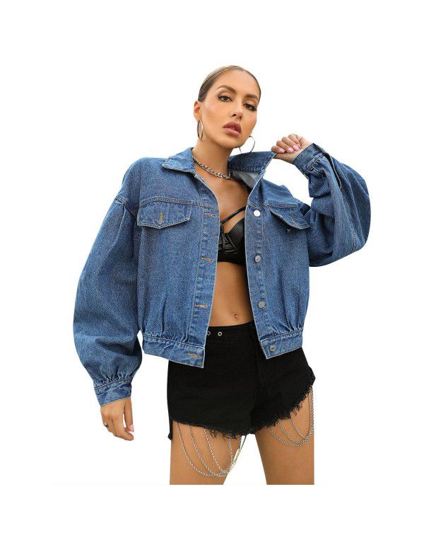 Women's wear European and American INS casual street trendsetter loose versatile short denim jacket