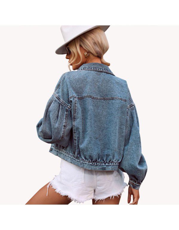 Women's wear European and American INS casual street trendsetter loose versatile short denim jacket