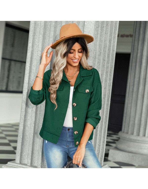 Autumn and Winter New Corduroy Coat European and American Women's Fashion Versatile Jacket