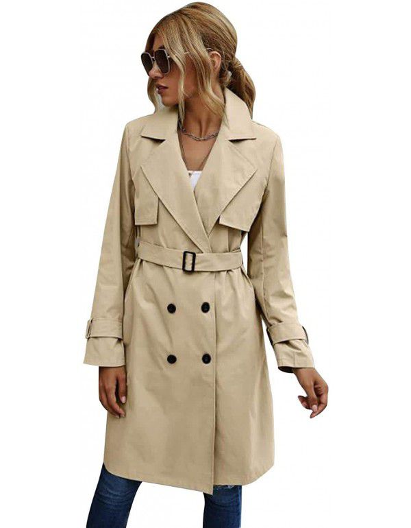 Autumn and Winter European and American Thin Windbreaker Women's Coat Loose Casual Women's Wear