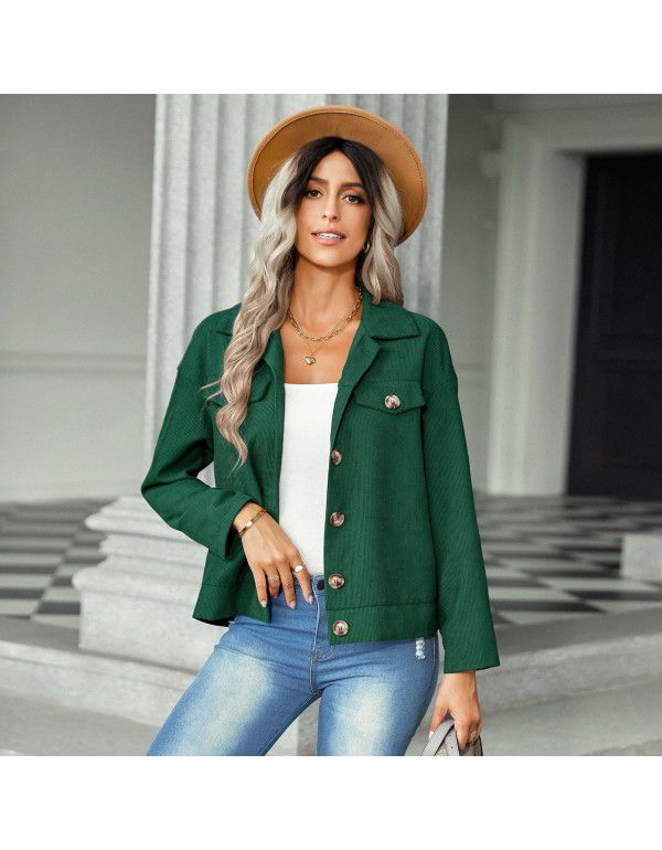 Autumn and Winter New Corduroy Coat European and American Women's Fashion Versatile Jacket