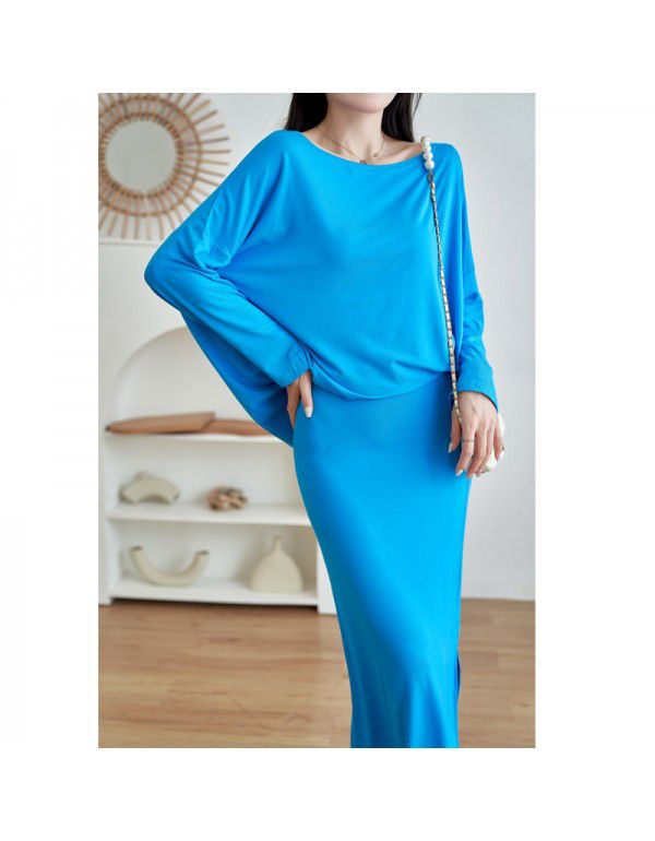 Korean style loose cover meat show thin bat sleeve...