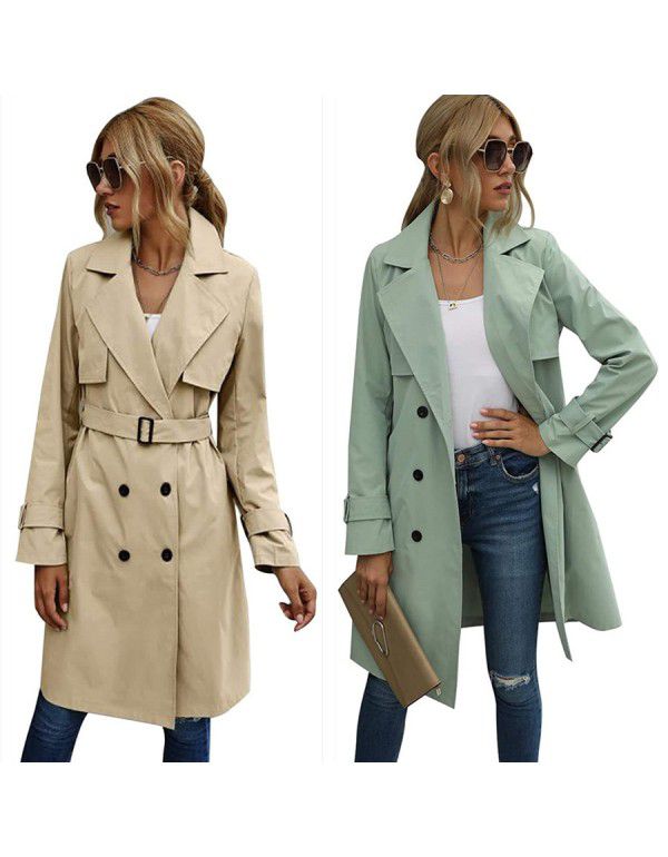 Autumn and Winter European and American Thin Windbreaker Women's Coat Loose Casual Women's Wear