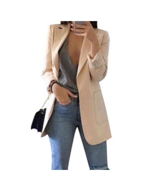 European and American popular fashion lapel slim cardigan temperament suit coat woman 