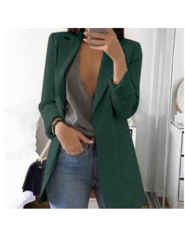 European and American popular fashion lapel slim cardigan temperament suit coat woman 