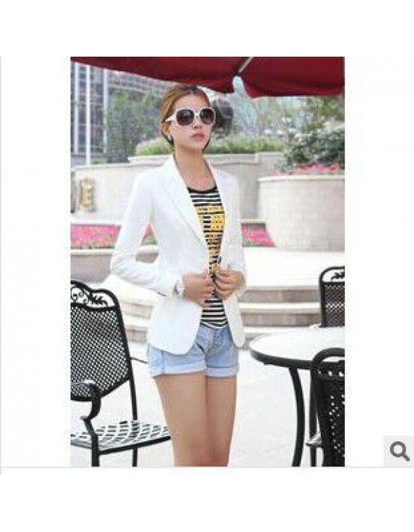 Spring and Autumn Women's One-button Large Korean Slim Fit Small Suit Short Coat Long Sleeve Suit 