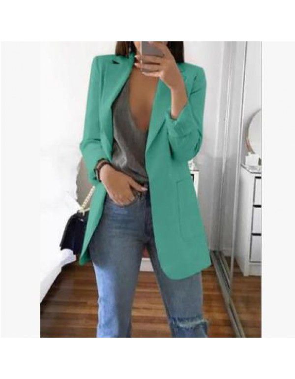 European and American popular fashion lapel slim cardigan temperament suit coat woman 