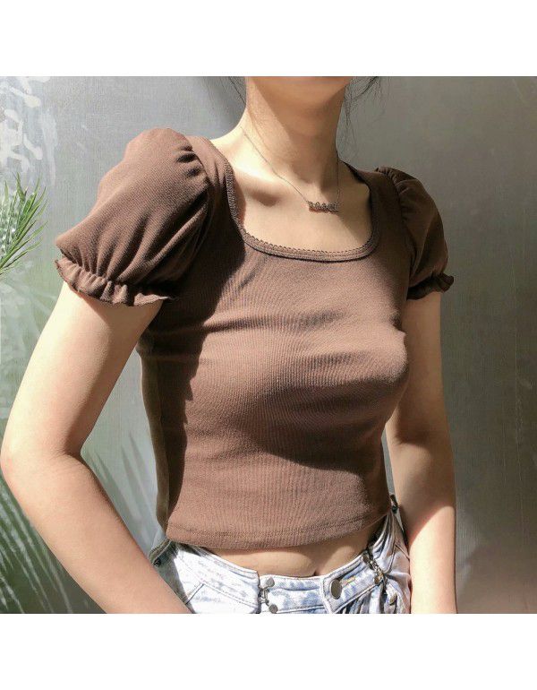 Small crowd design auricle edge bubble sleeve squa...