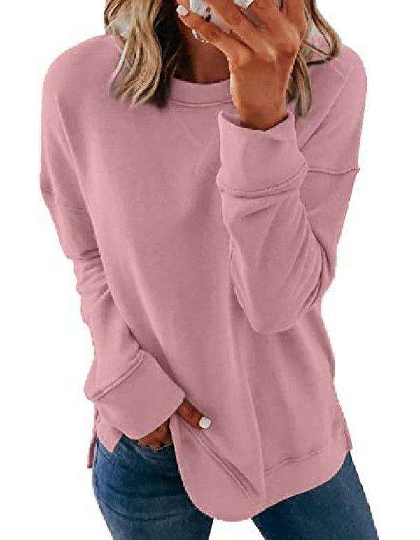 Explosives Cross Chest Long Sleeve Round Neck Long Sleeve Solid Color Sweater