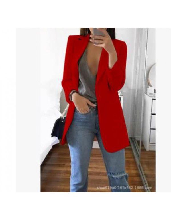 European and American popular fashion lapel slim cardigan temperament suit coat woman 