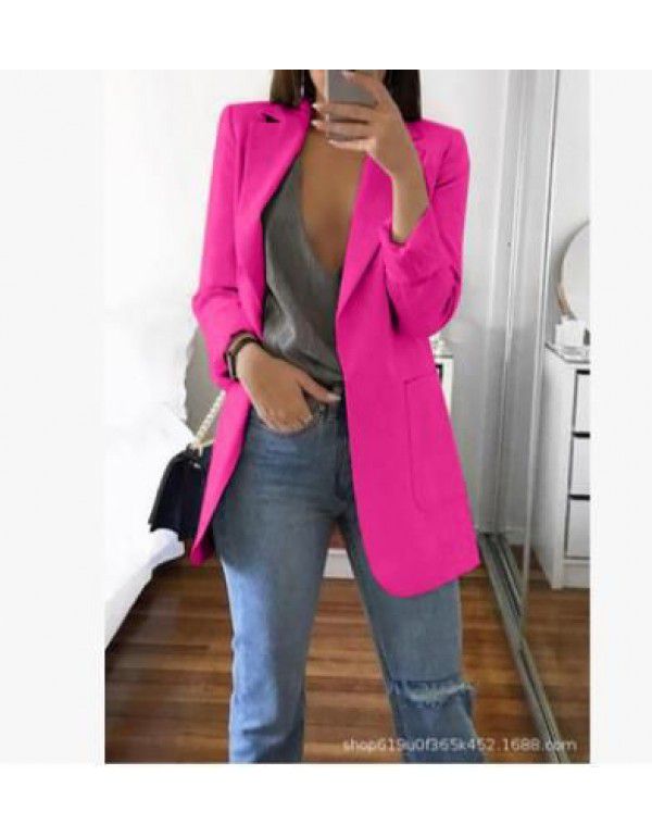 European and American popular fashion lapel slim cardigan temperament suit coat woman 