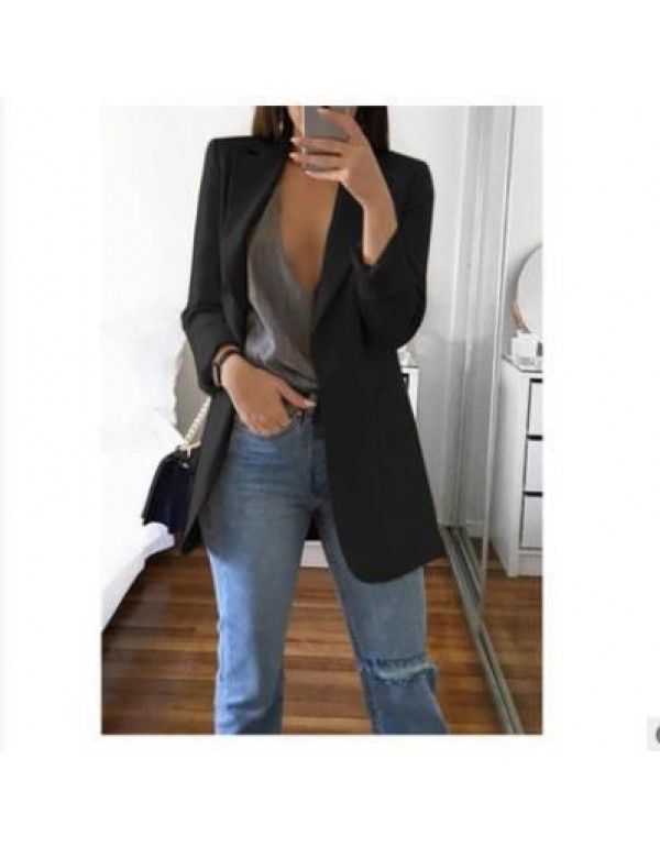 European and American popular fashion lapel slim cardigan temperament suit coat woman 