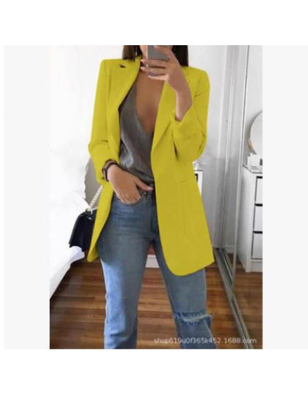 European and American popular fashion lapel slim cardigan temperament suit coat woman 