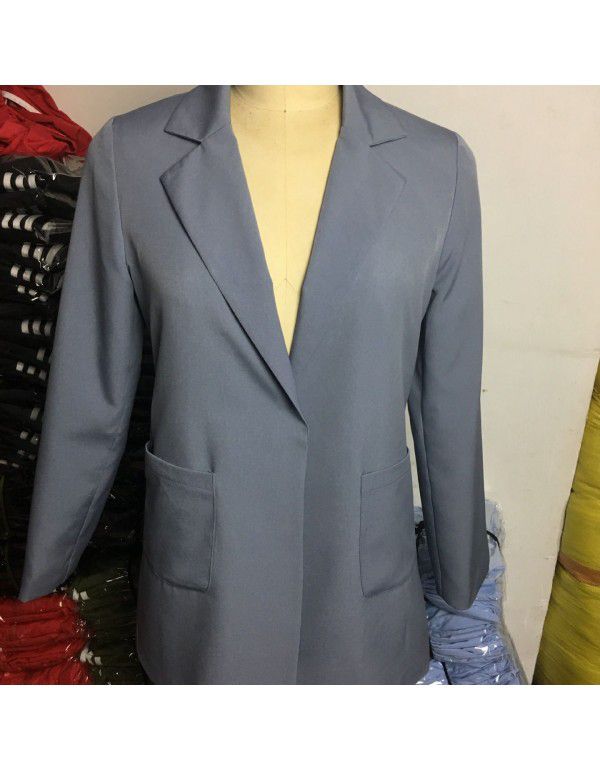 European and American popular fashion lapel slim cardigan temperament suit coat woman 