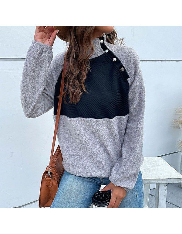 European and American Fashion Women's New Colored Long Sleeve Half High Collar Velvet Sweater Women