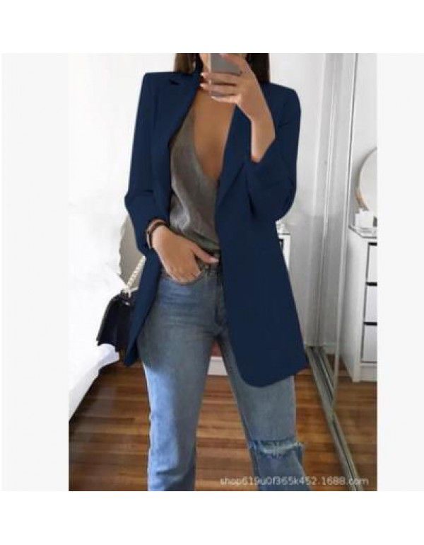 European and American popular fashion lapel slim cardigan temperament suit coat woman 