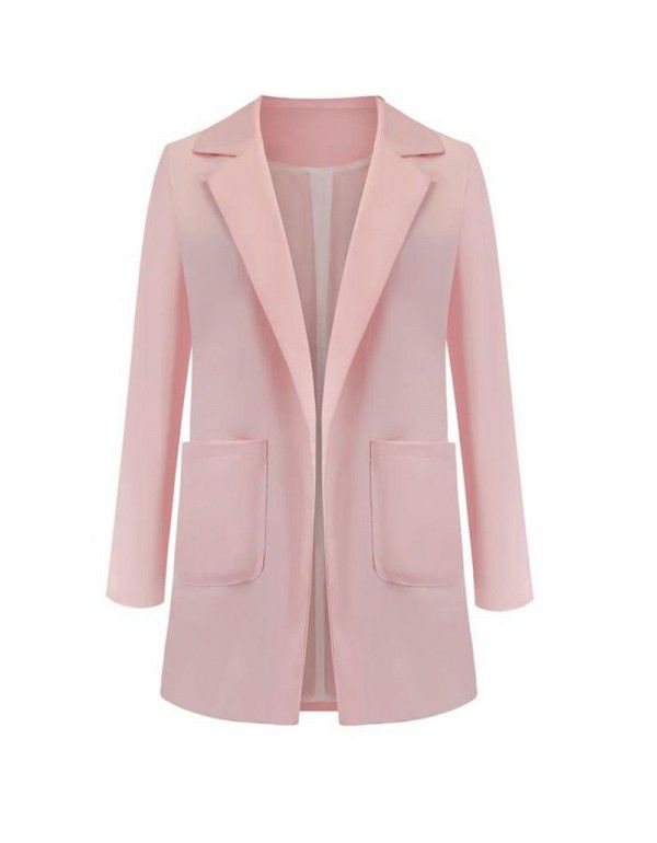 European and American popular fashion lapel slim cardigan temperament suit coat woman 