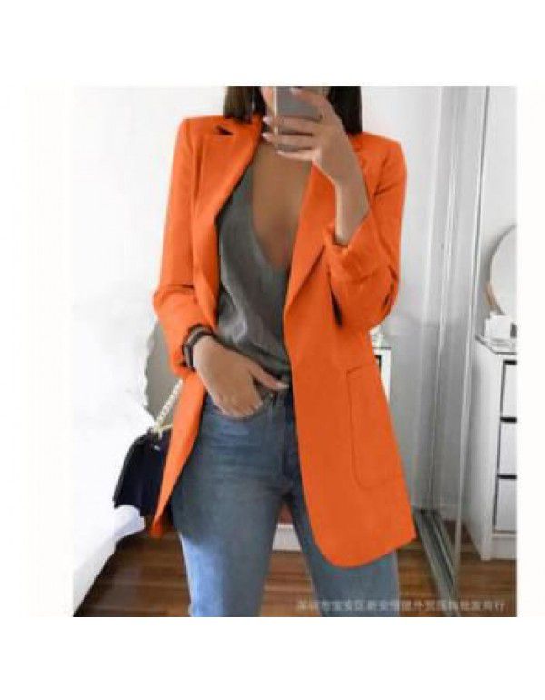 European and American popular fashion lapel slim cardigan temperament suit coat woman 