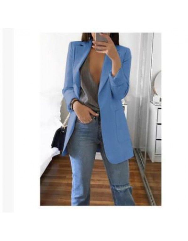 European and American popular fashion lapel slim cardigan temperament suit coat woman 