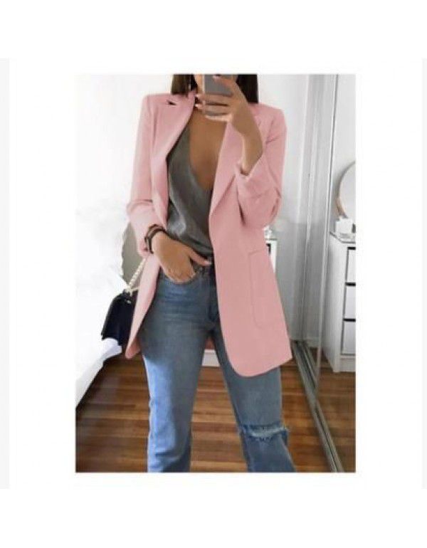 European and American popular fashion lapel slim cardigan temperament suit coat woman 