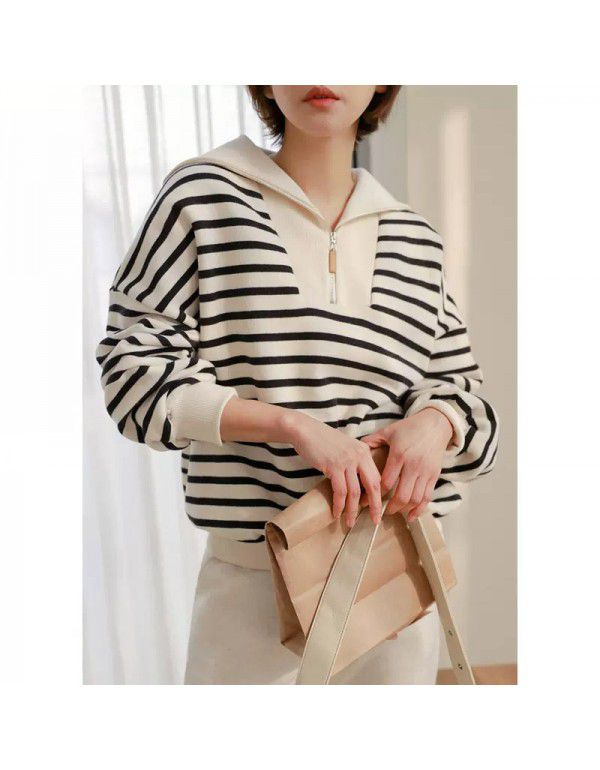 Striped women's sweater women's design sense small...